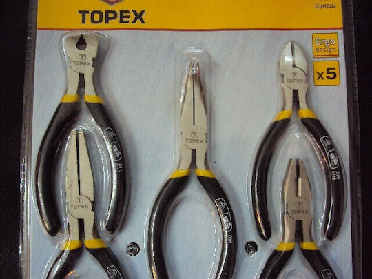 Topex Set 5 Alică Laterale Set De Clești Curbate Lungime 125mm 5 Bucăți