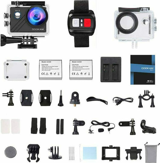 Gookam Go 3 Action-Kamera 4K Ultra HD mit Bildschirm 2" und Wi-Fi Schwarz