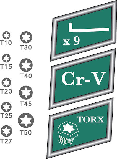 Total Σετ 9 Κλειδιά Torx σε Σχήμα L