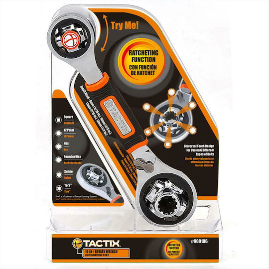 Tactix Double Polygon Wrench Straight with Ratchet Mechanism 900106