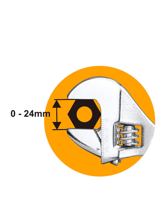 Ingco Γαλλικό Κλειδί Μήκους 200mm 8" με Άνοιγμα Σιαγόνων έως 19mm