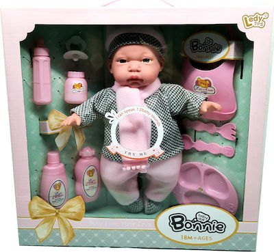 Baby Doll Set Bonnie Μωρό Σαν Αληθινό με Αξεσουάρ Φαγητού for 1.5+ Years Old 30 cm.