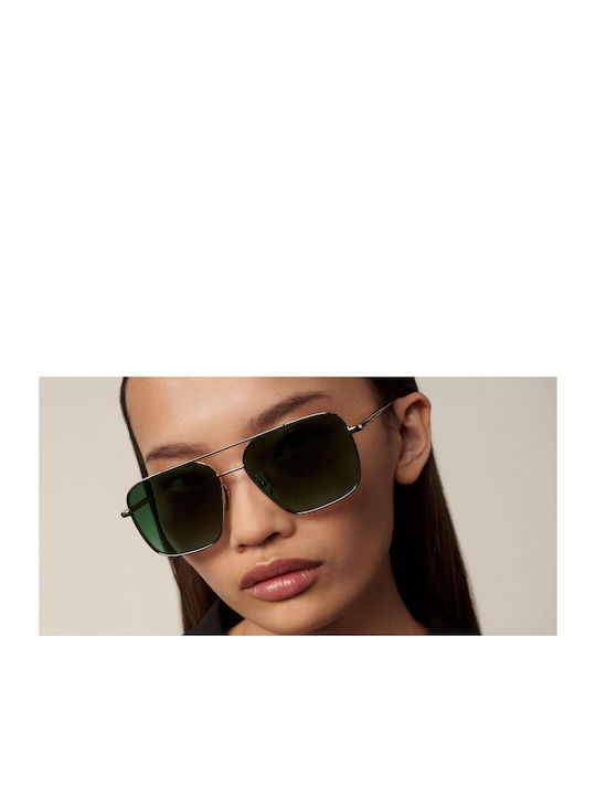Chimi Steel Aviator Unisex Sunglasses with Metallic Frame Green Polarized