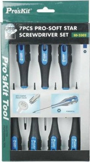 Proskit Set 6 Magnetic Electrician VDE 1000V Screwdrivers with 7 Interchangeable Tips