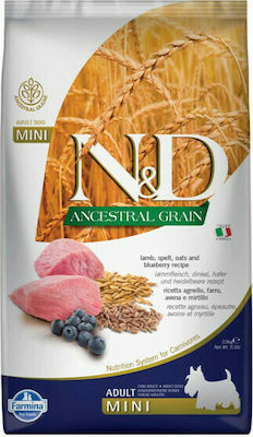 Farmina N&D Ancestral Grain Adult Mini 0.8kg Trockenfutter mit wenig Getreide für erwachsene Hunde kleiner Rassen mit Lamm