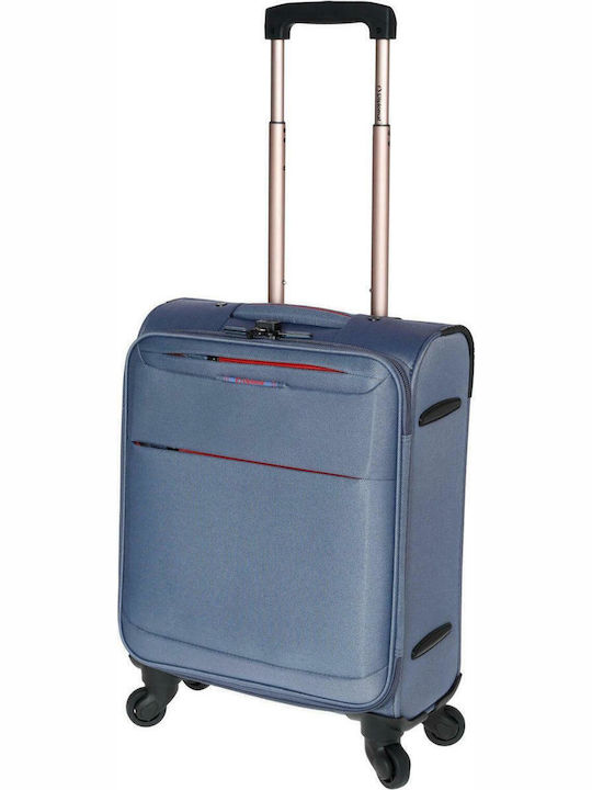 Diplomat Small The Athens Collection Cabin Fabric Blue Suitcase With 4 Wheels Height 53cm