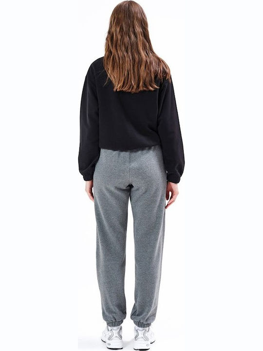 Gekürzt Damen Sweatshirt Schwarz