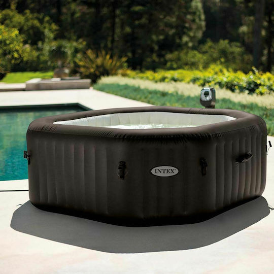 Intex Purespa Jet & Bubble Deluxe Set Στρογγυλή Πισίνα PVC 795lt Φουσκωτή με Υδρομασάζ 201x71εκ. Γκρι