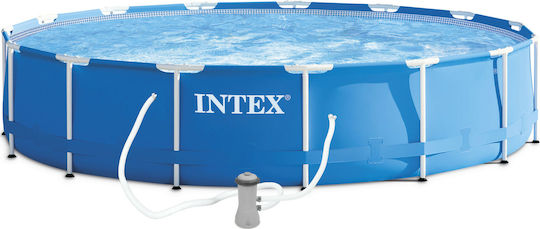 Intex Στρογγυλή Πισίνα PVC 6503lt με Μεταλλικό Σκελετό 366x76εκ. Μπλε