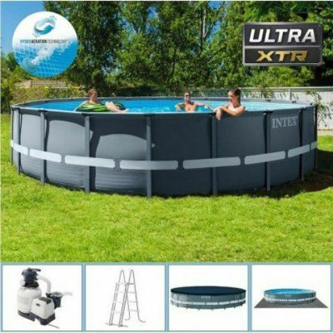 Intex Ultra Frame XTR Στρογγυλή Πισίνα 7900lt με Μεταλλικό Σκελετό 610x122εκ. Γκρι