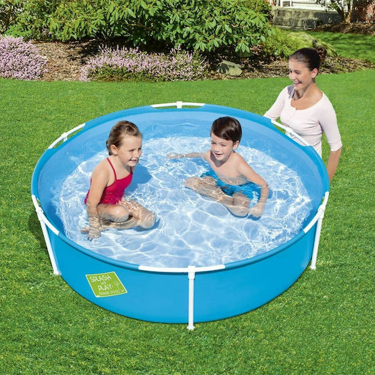 Bestway Детски Кръгъл Басейн PVC 580л с Метална Рамка 152x38см Светлосин