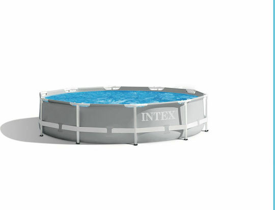 Intex Prism Frame Round Swimming Pool PVC 4485lt with Metallic Frame 305x76cm Gray
