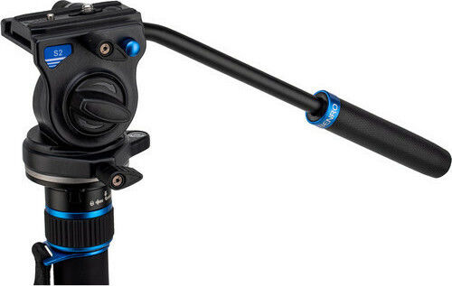 Benro MCT28AFS2 Aluminium Monopod & S2 Videokopf aus Aluminium mit Dreibeinbasis mit Hydraulischer Kopf und Belastbarkeit 2,5kg