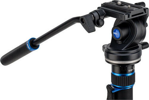 Benro MCT28AFS2 Aluminium Monopod & S2 Videokopf aus Aluminium mit Dreibeinbasis mit Hydraulischer Kopf und Belastbarkeit 2,5kg