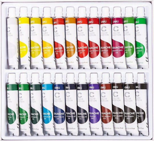 Deli Emotion Tempera Paints Multicolour in Tube 12ml 24pcs