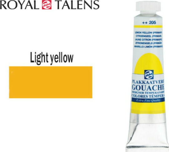 Royal Talens Extra Fine Tempera Paints Light Yellow 201 in Tube 20ml 3pcs