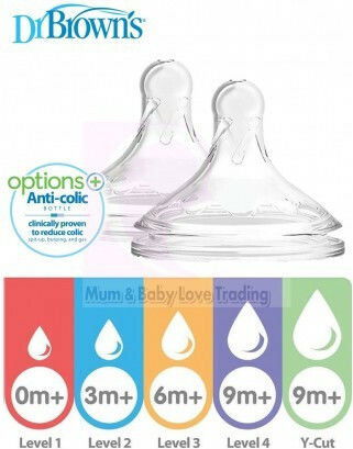 Dr. Brown's Σετ Γυάλινα Μπιμπερό Natural Flow Options Κατά των Κολικών με Θηλή Σιλικόνης για 0+ μηνών Διάφανο 270ml 2τμχ