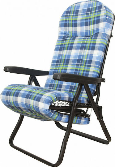 Escape Lounger-Armchair Beach with Recline 7 Slots Green/Blue 59x48x105cm