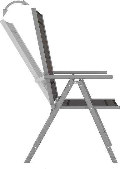 vidaXL Stuhl Strand Aluminium Schwarz Set 4Stück