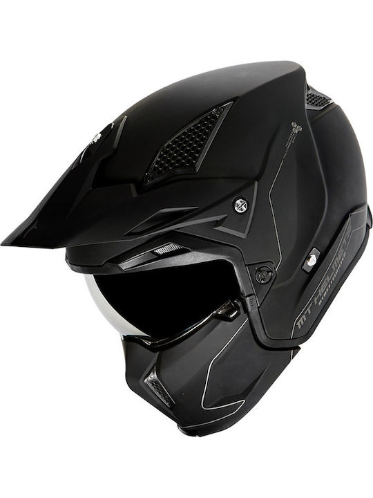 MT Streetfighter SV A1 Matt Black Motorcycle Helmet Modular DOT / ECE 22.05 1300gr with Sunvisor