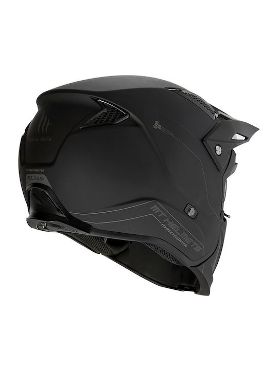 MT Streetfighter SV A1 Matt Black Motorcycle Helmet Modular DOT / ECE 22.05 1300gr with Sunvisor