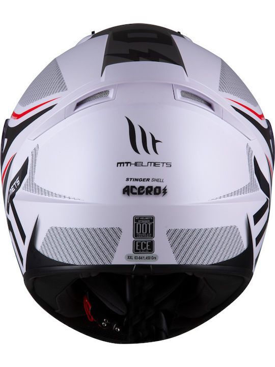 MT Stinger Acero Mat White/Grey Κράνος Μηχανής Full Face ECE 22.05 1450gr