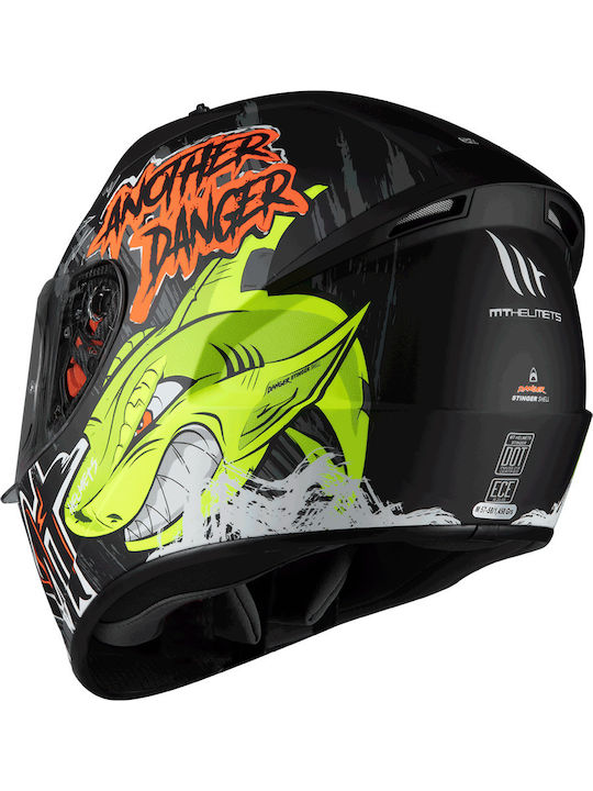 MT Stinger Danger Matt Fluo Orange Κράνος Μηχανής Full Face DOT / ECE 22.05 1450gr