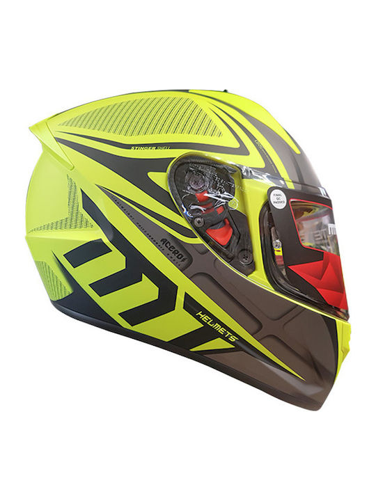 MT Stinger Acero Mat Fluo Yellow Κράνος Μηχανής Full Face 1450gr