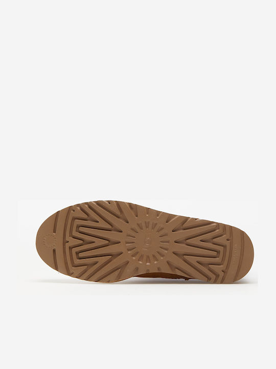 Classic Mini Logo Suede Γυναικεία Μποτάκια με Γούνα Chestnut