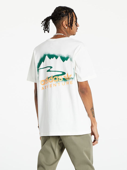 Adidas Adventure Ανδρικό T-shirt Λευκό με Στάμπα