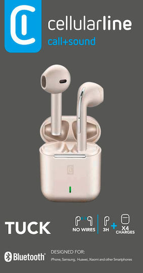 Cellular Line Tuck Earbud Bluetooth хендсфри Слушалки с Кутийка за Зареждане Златист