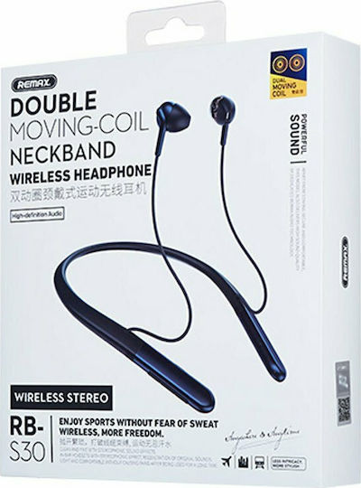 Remax RB-S30 In-ear Bluetooth Handsfree Ακουστικά με Αντοχή στον Ιδρώτα Μαύρα