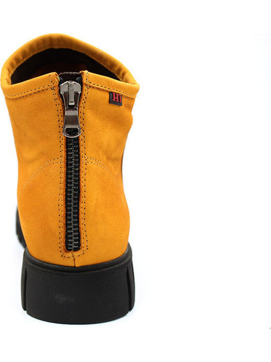 Wildleder Stiefeletten Damen Gelb