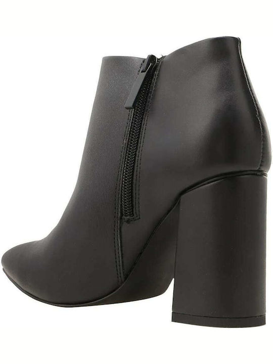 Zain Leather Women's Ankle Boots with High Heel Black