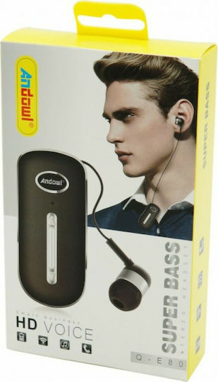 Andowl Q-E80 In-ear Bluetooth Handsfree Ακουστικό Πέτου Μαύρο