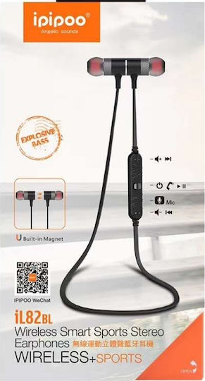 Ipipoo iL82BL In-ear Bluetooth Handsfree Ακουστικά με Αντοχή στον Ιδρώτα Μαύρα