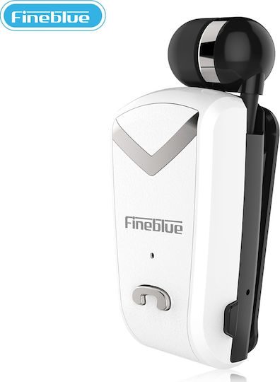 Fineblue F-V2 In-ear Bluetooth Handsfree Ακουστικό Πέτου Λευκό