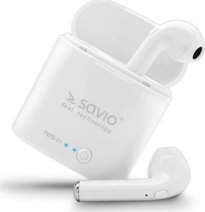Savio TWS-01 In-ear Bluetooth Handsfree Ακουστικά με Θήκη Φόρτισης Λευκά