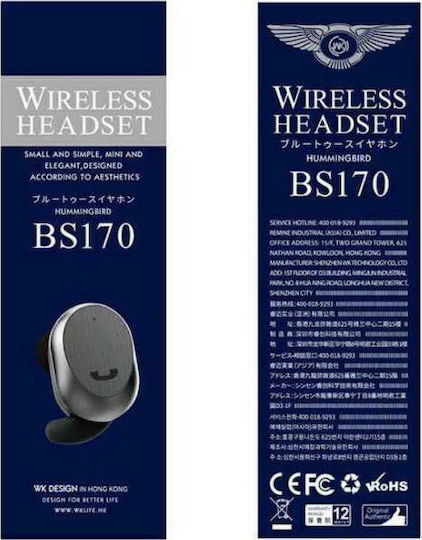 WK BT BS-170 In-ear Bluetooth Handsfree Cască Alb
