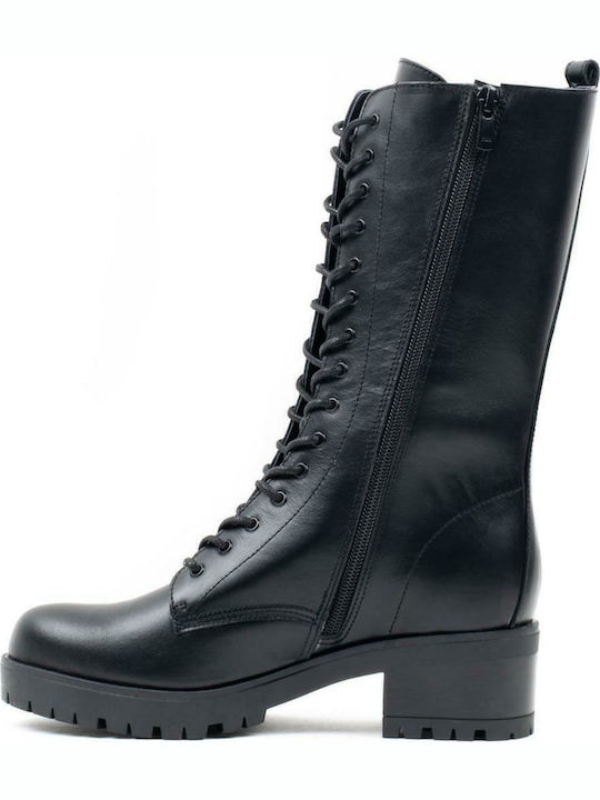 35313 Leder Stiefeletten Damen Schwarz