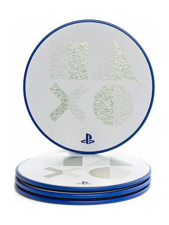 Paladone Playstation 5 Σουβέρ Στρογγυλό Μεταλλικό Λευκό 4τμχ