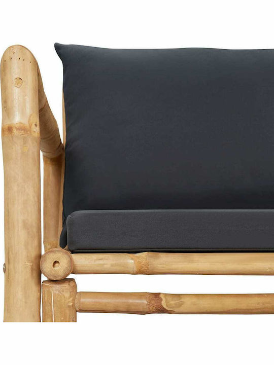 Outdoor Chair Bamboo Brown with Cushion 2pcs 60.5x65x71.5cm