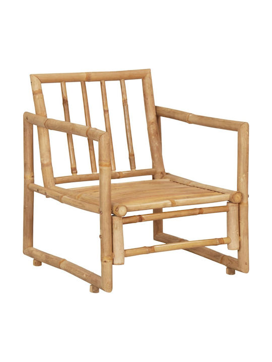 Outdoor Chair Bamboo Brown with Cushion 2pcs 60.5x65x71.5cm