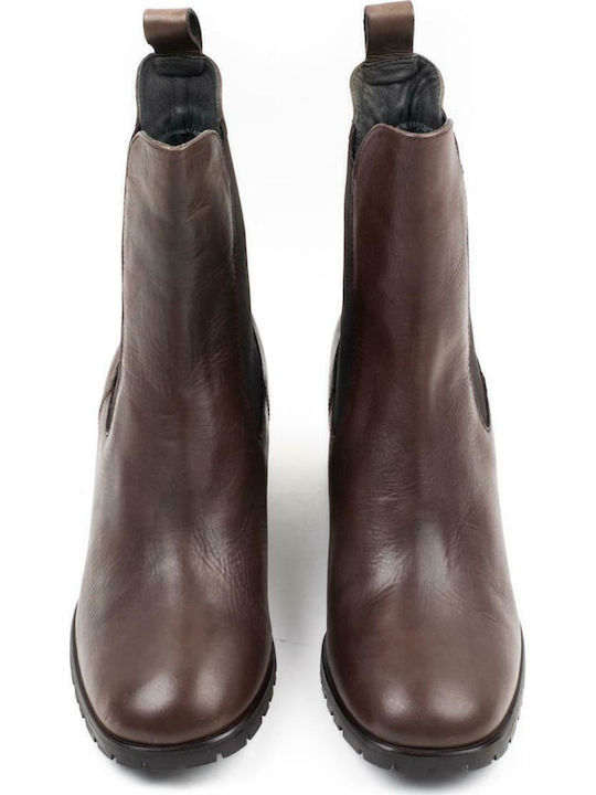 Leather Women's Ankle Boots Brown