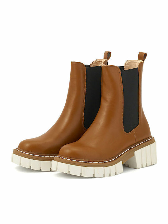 Women's Chelsea Boots with Medium Heel Tabac Brown