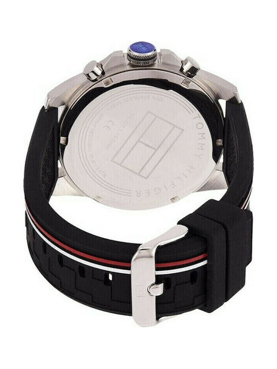 Tommy Hilfiger Decker Men's Watch 46mm Chronograph Battery with Black Rubber Strap