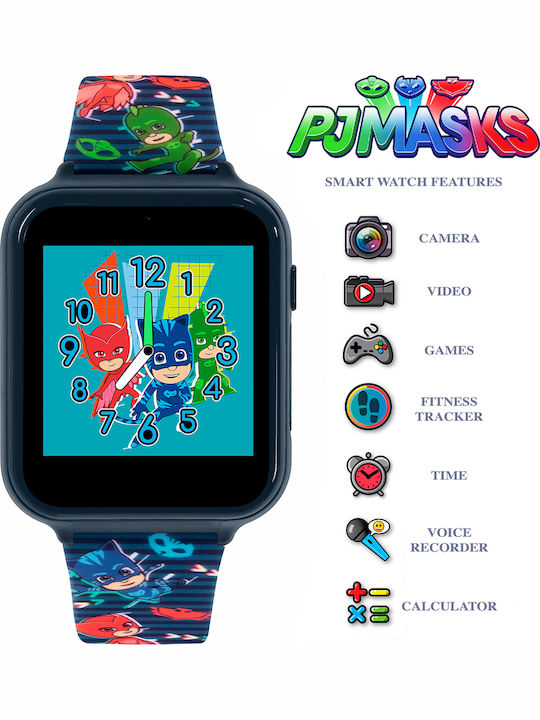 Disney Детски Часовник Pj Masks с Каучукова/Пластмасова Каишка Син