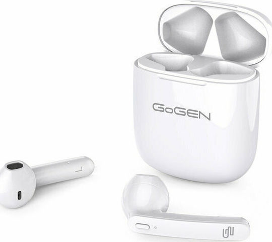 GoGEN Bar Earbud Bluetooth хендсфри Слушалки с Устойчивост на Пот и Кутийка за Зареждане Бял