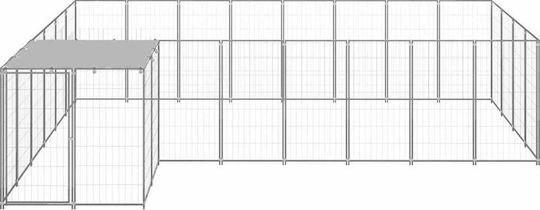 vidaXL Dog Park 10.89 sq.m. Made of Metal in Silver Colour 330 x 440 x 110 cm