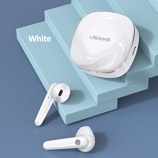 Usams SD Series Earbud Bluetooth Handsfree Ακουστικά με Θήκη Φόρτισης Λευκά